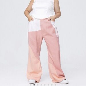 Cider Pink and White Wide Leg Pants